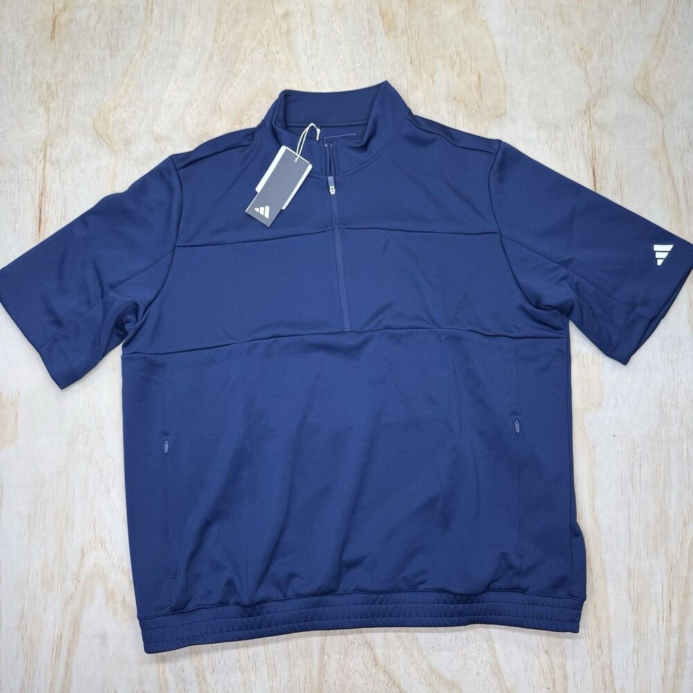NEW adidas Golf Mens Ultimate365 Short Sleeve Half Zip Pullover Blue LG